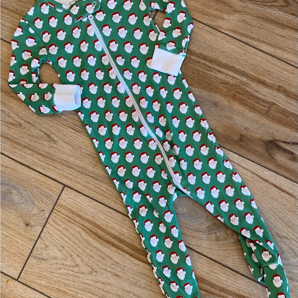 Green Santa Print Kids One Piece